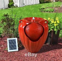 Gardenwiz Rouge Jardin Extérieur Solaire En Céramique Pot En Terre Cuite Fontaine D'eau Caractéristiques