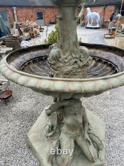 Géant Bronze Jardin Caractéristique De L'eau Fontaine Mermaids Base 274cm Haute