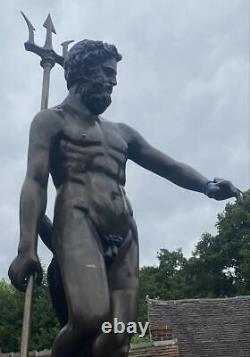 Géant Bronze Jardin Caractéristique De L'eau Fontaine Neptune Dieu De La Mer 360cm Haute