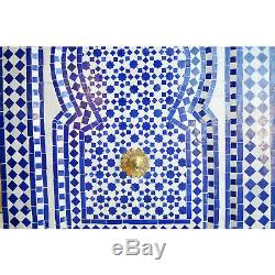 Grand Bleu Jardin Fontaine D'eau, Marocaine Fontaine Mosaïque Avec Construit Dans La Pompe
