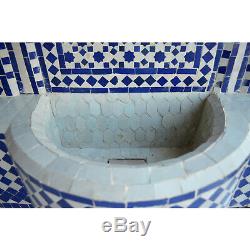 Grand Bleu Jardin Fontaine D'eau, Marocaine Fontaine Mosaïque Avec Construit Dans La Pompe