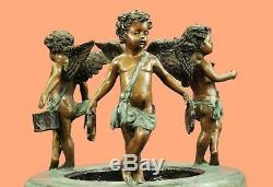Grand Bronze Fontaine D'eau Statue Avec Des Anges Sculpture Jardin Décoration