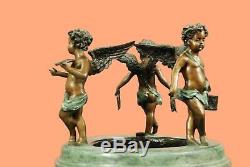 Grand Bronze Fontaine D'eau Statue Avec Des Anges Sculpture Jardin Décoration