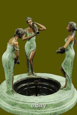 Grand Bronze Fontaine D'eau Statue Avec Vente Sexy Ladies Sculpture Garden