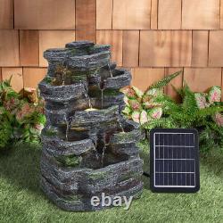 Grand jardin solaire en cascade Fontaine de rocher avec éclairage LED