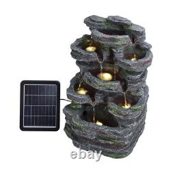 Grand jardin solaire en cascade Fontaine de rocher avec éclairage LED