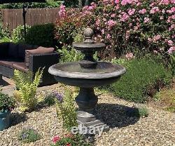 Grande fontaine à deux étages en pierre antique pour jardin avec ornement aquatique