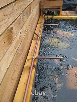 Grande fontaine d'extérieur avec bassin de jardin, 3 sorties en tuyaux de cuivre, longueur de 2,4 m