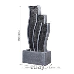 Grande fontaine de jardin en forme de colonne courbée à 3 niveaux, statue d'eau, élément d'eau intérieur/extérieur