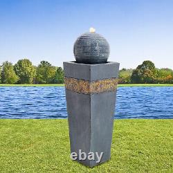 Grande fontaine de jardin en plein air avec boule LED, statue électrique et ornements