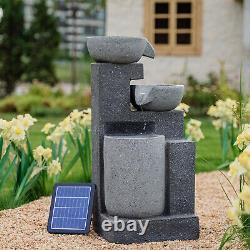 Grande fontaine en cascade de jardin extérieur à énergie solaire avec éclairage LED pour la décoration de la maison