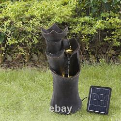 Grandes fontaines solaires autonomes en plein air pour jardin avec décor de statues et LED