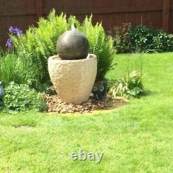 Granery Tub Ball Stone Water Fountain Feature Garden Ornament Pompe Solaire