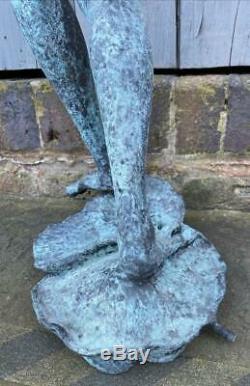 Grenouille Jouant Bronze Fontaine D'eau Jardin Caractéristiques Sculpture Saxophone