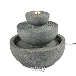 Grey Clair Empilés Led Fountain Garden Water Feature 27cm Plug In Lights4fun