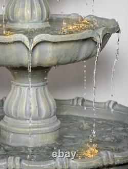 H204cm Regal Stone Effect 4-tier Water Feature Fontaine Avec Lumières De Primrose