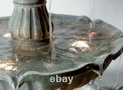 H204cm Regal Stone Effect 4-tier Water Feature Fontaine Avec Lumières De Primrose