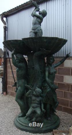 Immense Bronze Fontaine De Neptune / Eau Caractéristiques 334cm Haut Verdigris Terminer