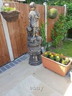 Jardin, Heavy 5 Pieds De Haut, Vintage Grande Statue De Jardin En Pierre, Ex Fontaine D'eau