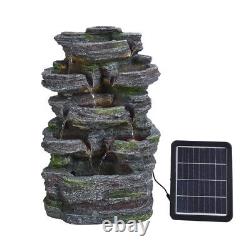 Jardin d'eau de fontaine à LED extérieure alimentée par énergie solaire en rocaille de pierre