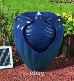 Jardinwize Blue Extérieur Solar Pot Céramique Urn Terracotta Fontaine D'eau