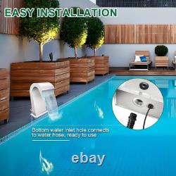 LONGRUNNEW Cascade de Déversoir en Acier Inoxydable Fontaine de Piscine Curvée, Étang Extérieur