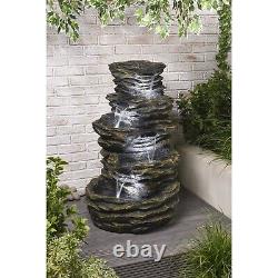 La fontaine de jardin en résine de fibre de verre avec chute de roche de la gamme 4, 99cm de hauteur x 65cm de largeur