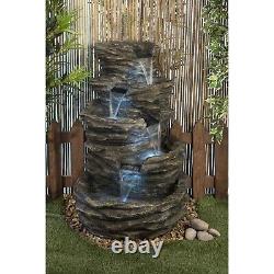 La fontaine de jardin en résine de fibre de verre avec chute de roche de la gamme 4, 99cm de hauteur x 65cm de largeur