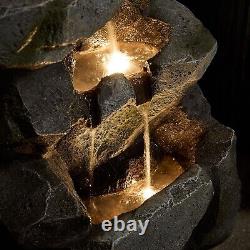 Lumières4fun Fontaine LED de cascade en roche de 88 cm pour jardin avec prise