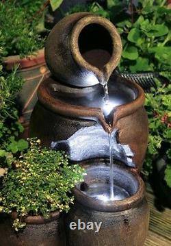 Miel Pot Cascading Jugs Fontaine Garden Planter Caractéristique De L'eau Avec Lumières Led