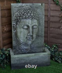 Nirvana Bouddha Chute Jardin Patio Caractéristique d'Eau Autoportante avec LEDs 99cm