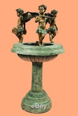 Nouveau Bronze Jardin Fontaine D'extérieur Déco Eau Bird Bath Birdbath 3 Anges Affaire