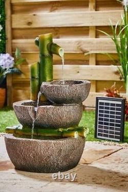 Nouveau Solar Bamboo Water Feature 47cm Jardin Décor Extérieur Outdoor Garden Funtain