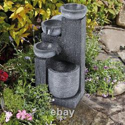 Ornement de jardin solaire avec fontaine à eau, lumières LED, statues extérieures 58 cm (H)