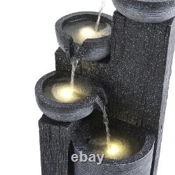 Ornement de jardin solaire avec fontaine à eau, lumières LED, statues extérieures 58 cm (H)