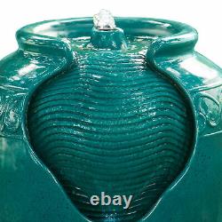 Peaktop Outdoor Garden Patio Teal Led Pot Water Fountain Feature Yg0037a-royaume-uni