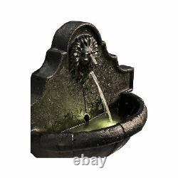 Peaktop Outdoor Garden Patio Wall Lion Led Water Fountain Feature Vfd8433-royaume-uni
