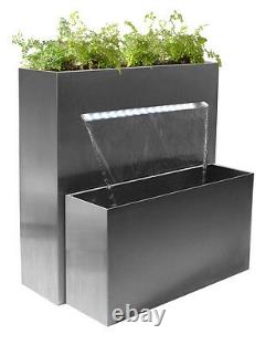 Planter D'acier Inoxydable Caractéristique De Chute D'eau Avec Lumières Jardin Extérieur