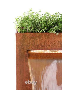 Planter Water Feature Fontaine Cascade Waterfall Contemporain Corten Steel