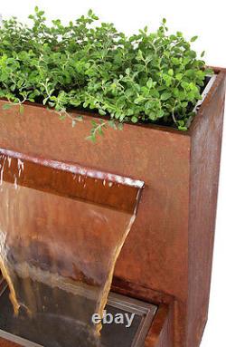 Planter Water Feature Fontaine Cascade Waterfall Contemporain Corten Steel