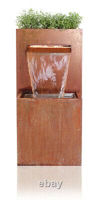 Planter Water Feature Fontaine Cascade Waterfall Contemporain Corten Steel