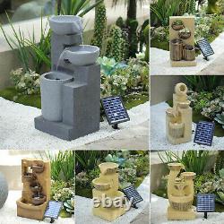 Resin Garden Stone Water Feature Solar Powered Indoor/outdoor Fontaine Led Falls