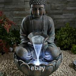 Serenity Buddha Garden Water Feature Fountain Led Self Contained 55cm Bronze Nouveau