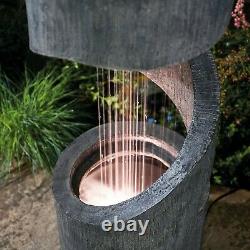 Serenity Cascade Spiral Water Feature Outdoor Led Patio Fontaine Garden Planter