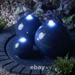 Serenity Garden 3 Bowl Sphere Water Feature Led Fontaine Extérieure Patio 40cm Nouveau