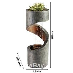 Serenity Spiral Cascade Planter Feature Led Ornement De Fontaine De Jardin De 79cm
