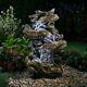 Serenity Wood Effect Garden Water Feature Autocontained Led 77cm Fontaine