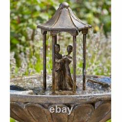 Smart Solar Powered Dancing Couple Fountain Garden Water Feature Bronze Extérieur