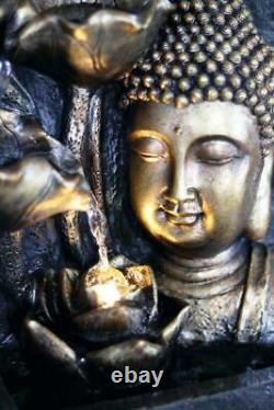 Solar Bouddha Tête Fontaine Extérieure Jardin Caractéristique De L'eau Statues Led Accueil