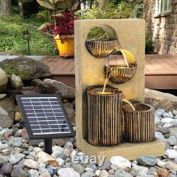 Solar Cascading Barrel Garden Caractéristique De L'eau Fontaine De Pelouse Extérieure Statues Lumières
